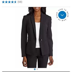 Kasper Stretch Crepe One Button Black Blazer